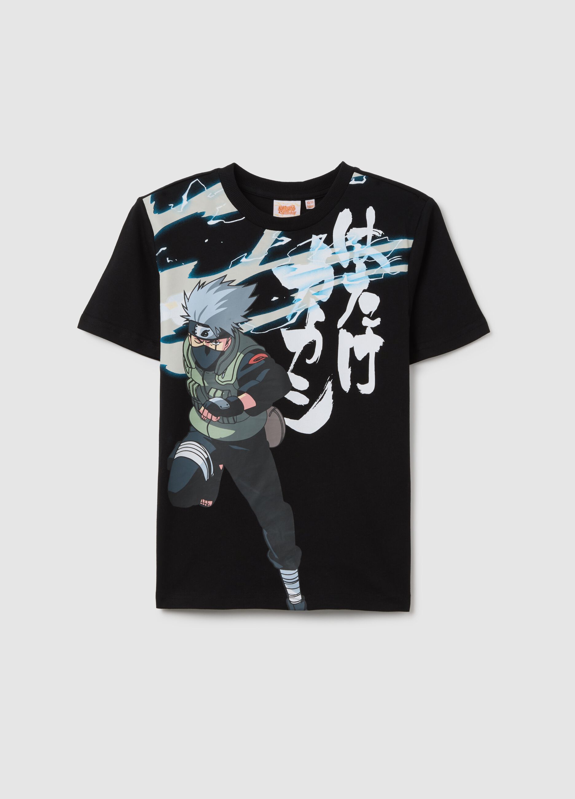 Boys’ oversized black T-shirt in 100% cotton with Naruto print