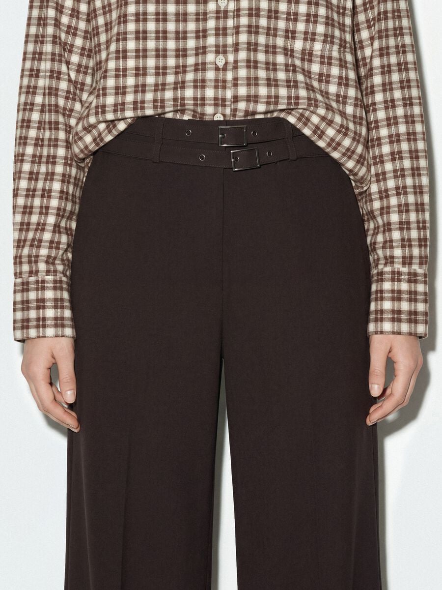Brown stretch-viscose tailored trousers with belt_2