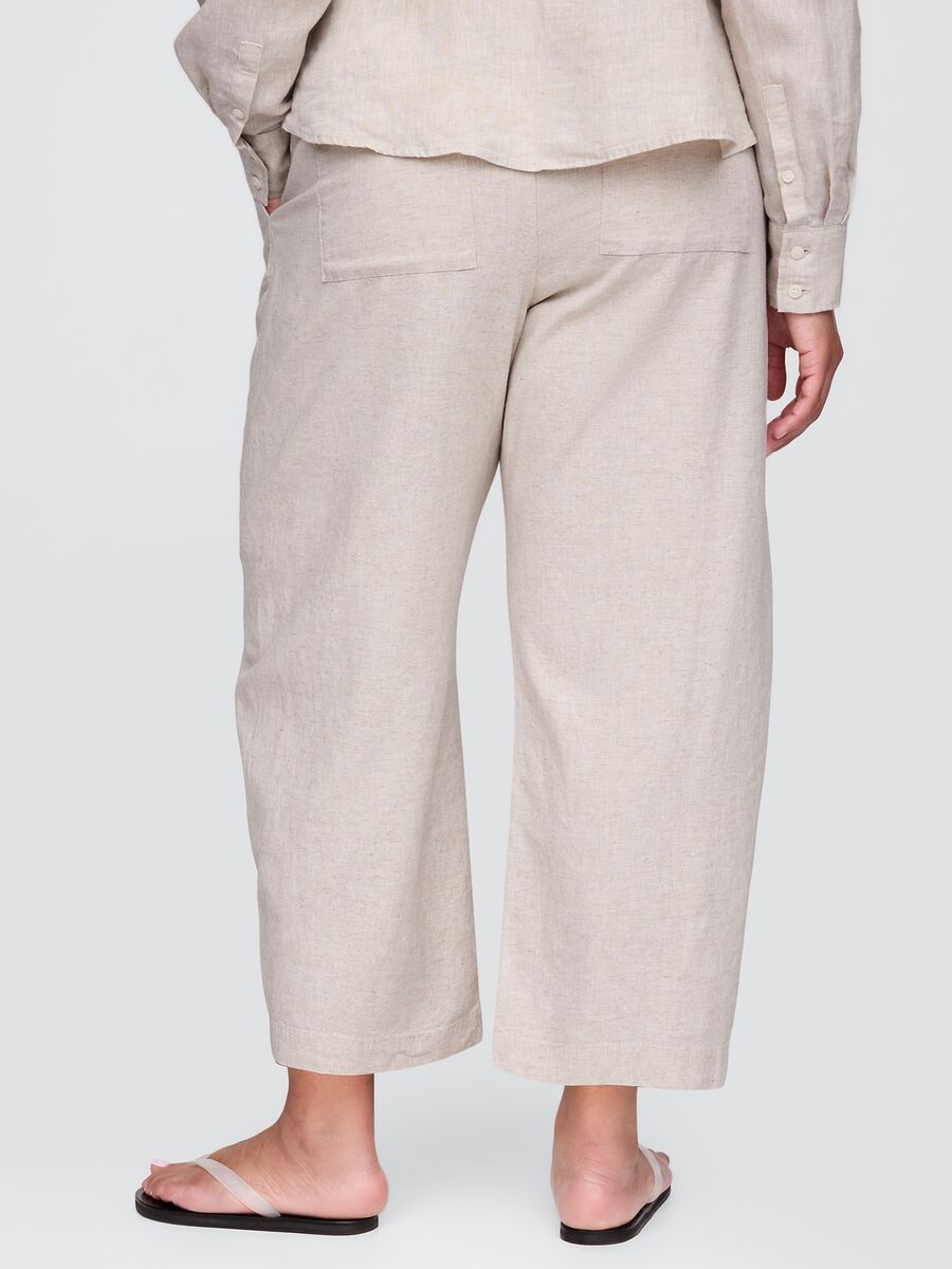 Beige wide trousers in linen and viscose_5