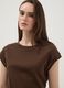 Brown pure cotton T-shirt with cut-out detailing_0