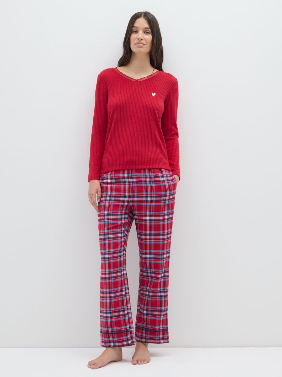 Multicoloured check flannel pyjama trousers - regular fit_0