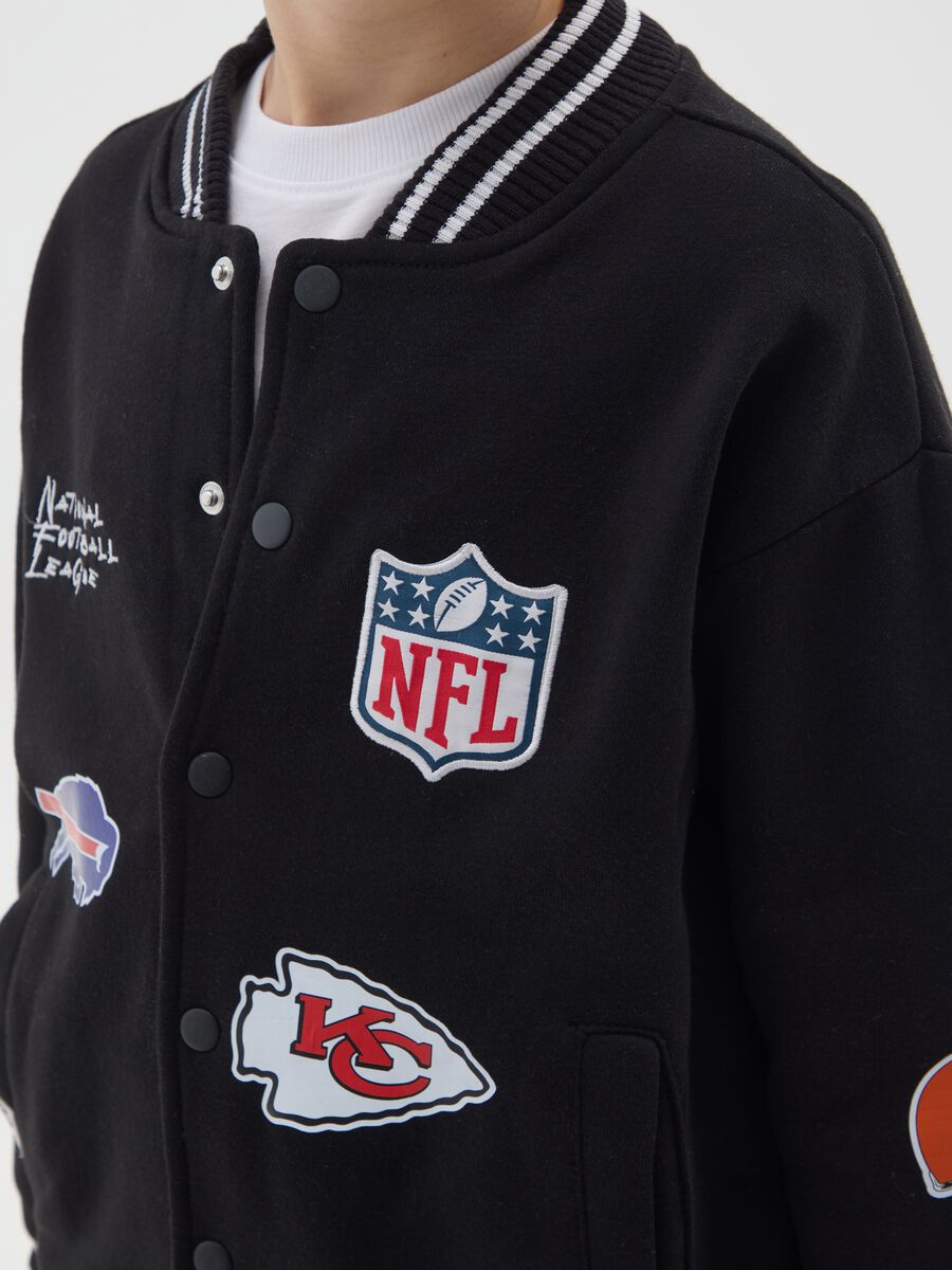 Kids' black regular fit cotton blend sweatshirt with NFL logos_2