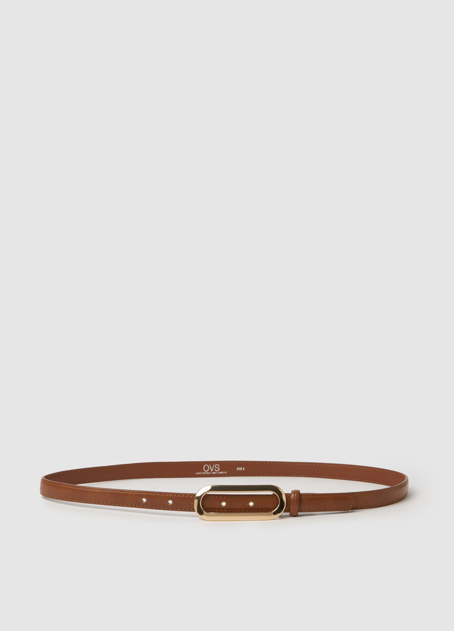 Women's brown belt with gold buckle
