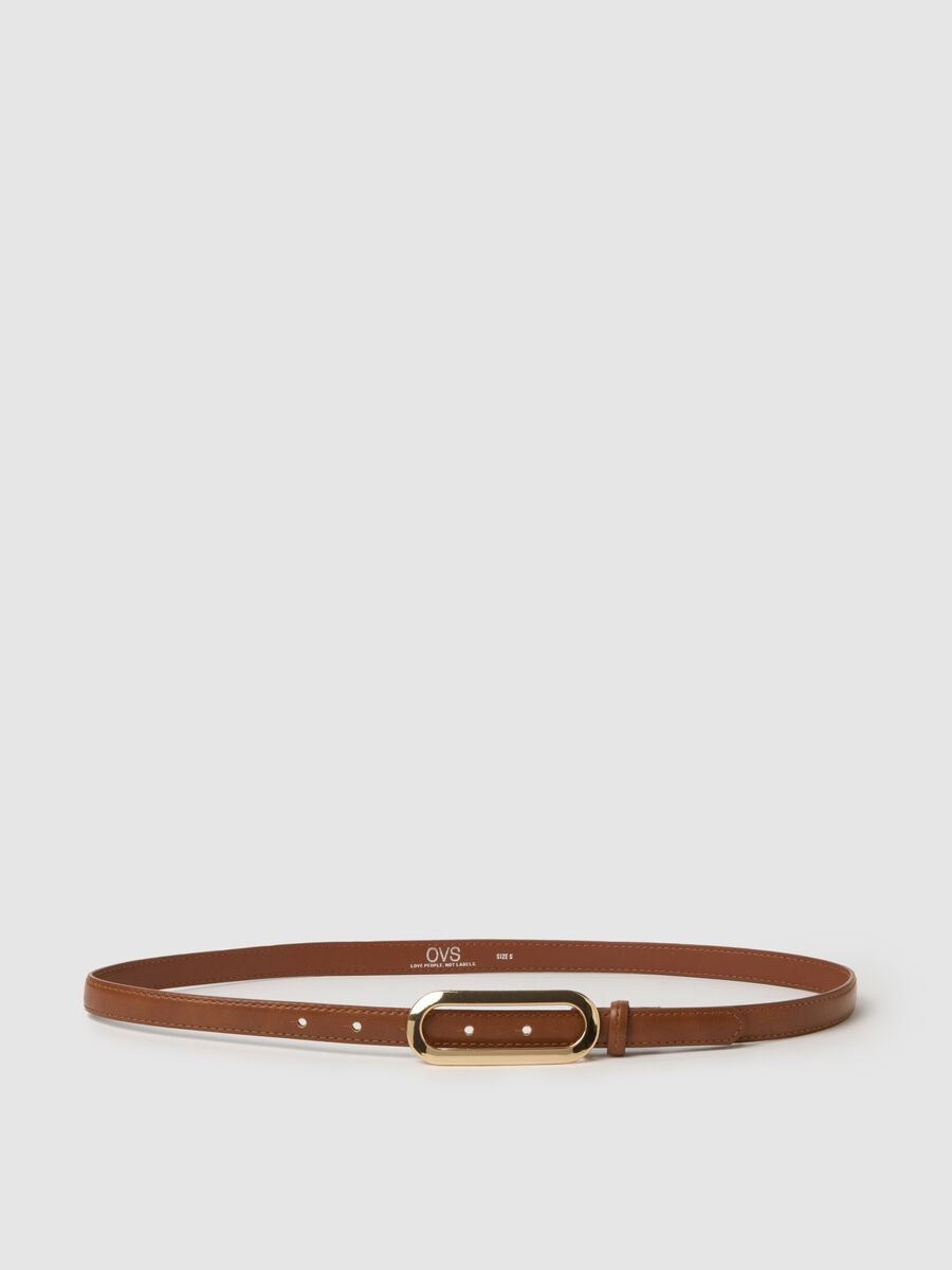 Cintura marrone da donna con fibbia dorata_0