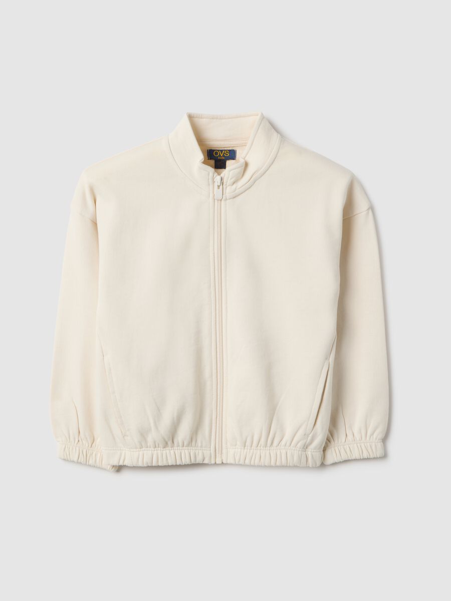 Girls' white pure cotton sweatshirt regular fit_0