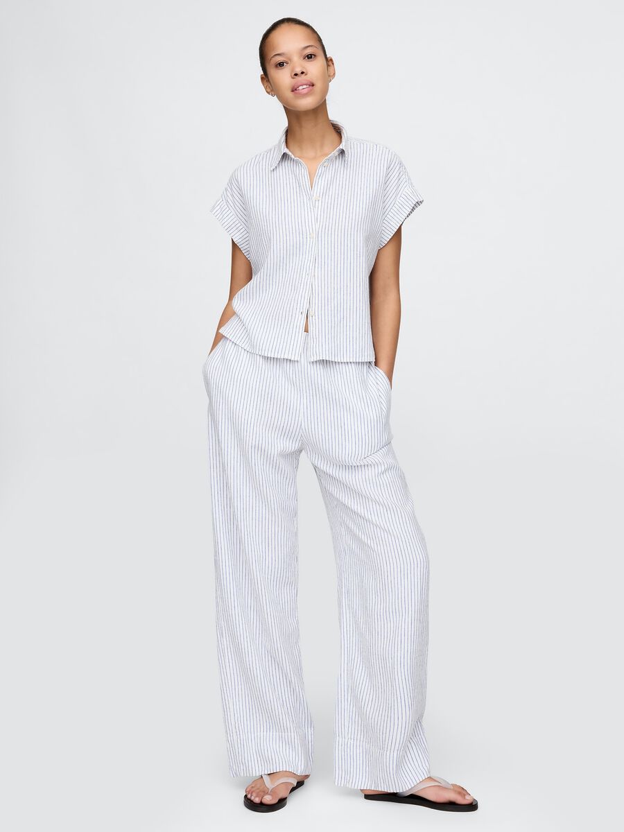 Striped linen and viscose palazzo trousers by Gap_0