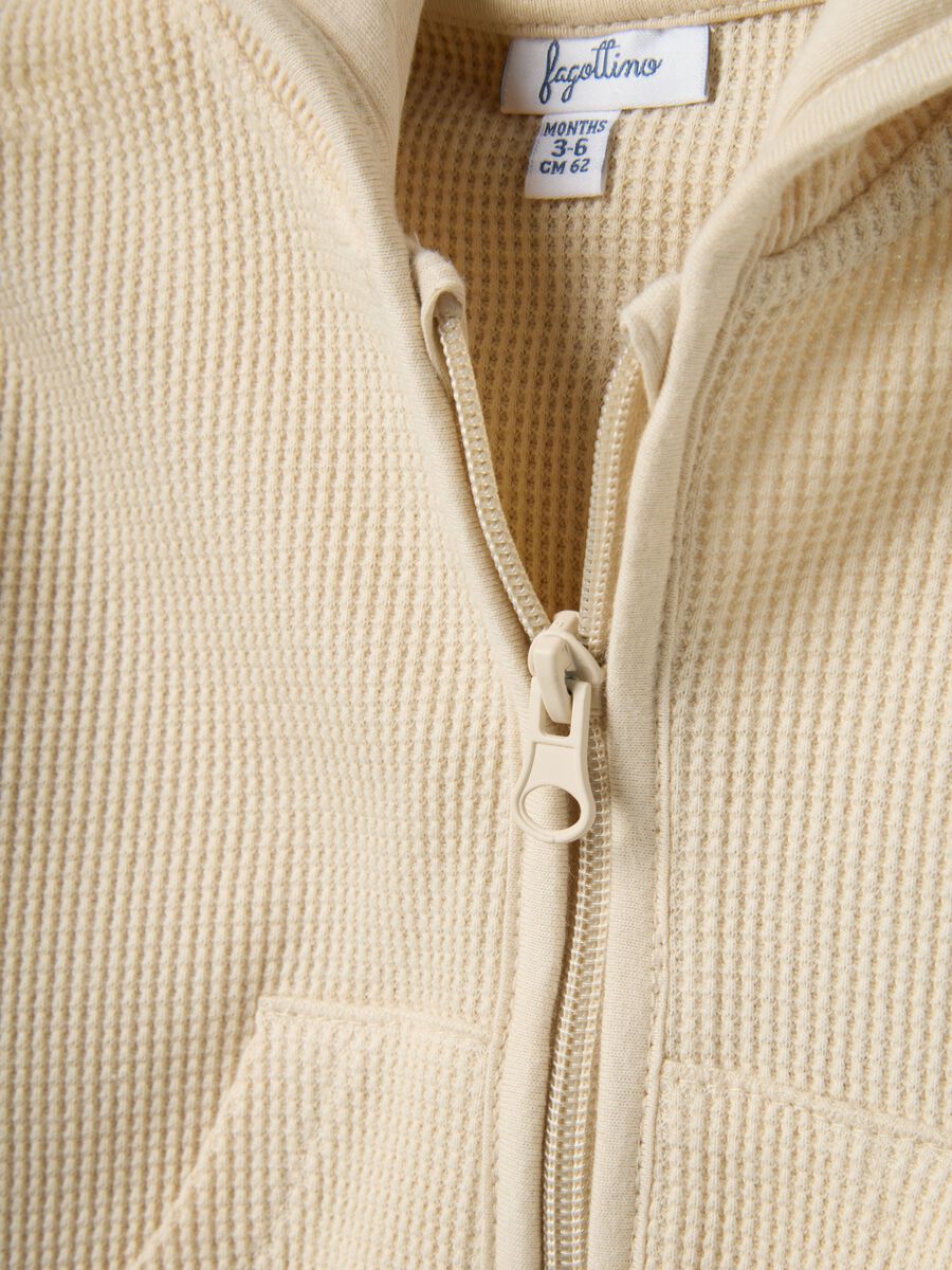 Pure cotton beige hoodie regular fit with teddy bear_3