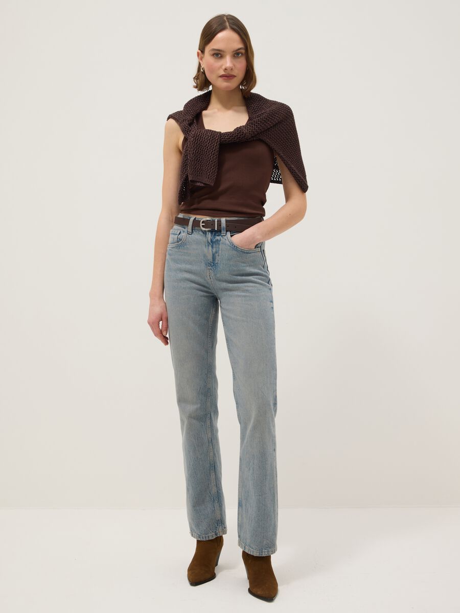 Canotta in cotone elasticizzato marrone regular fit_1