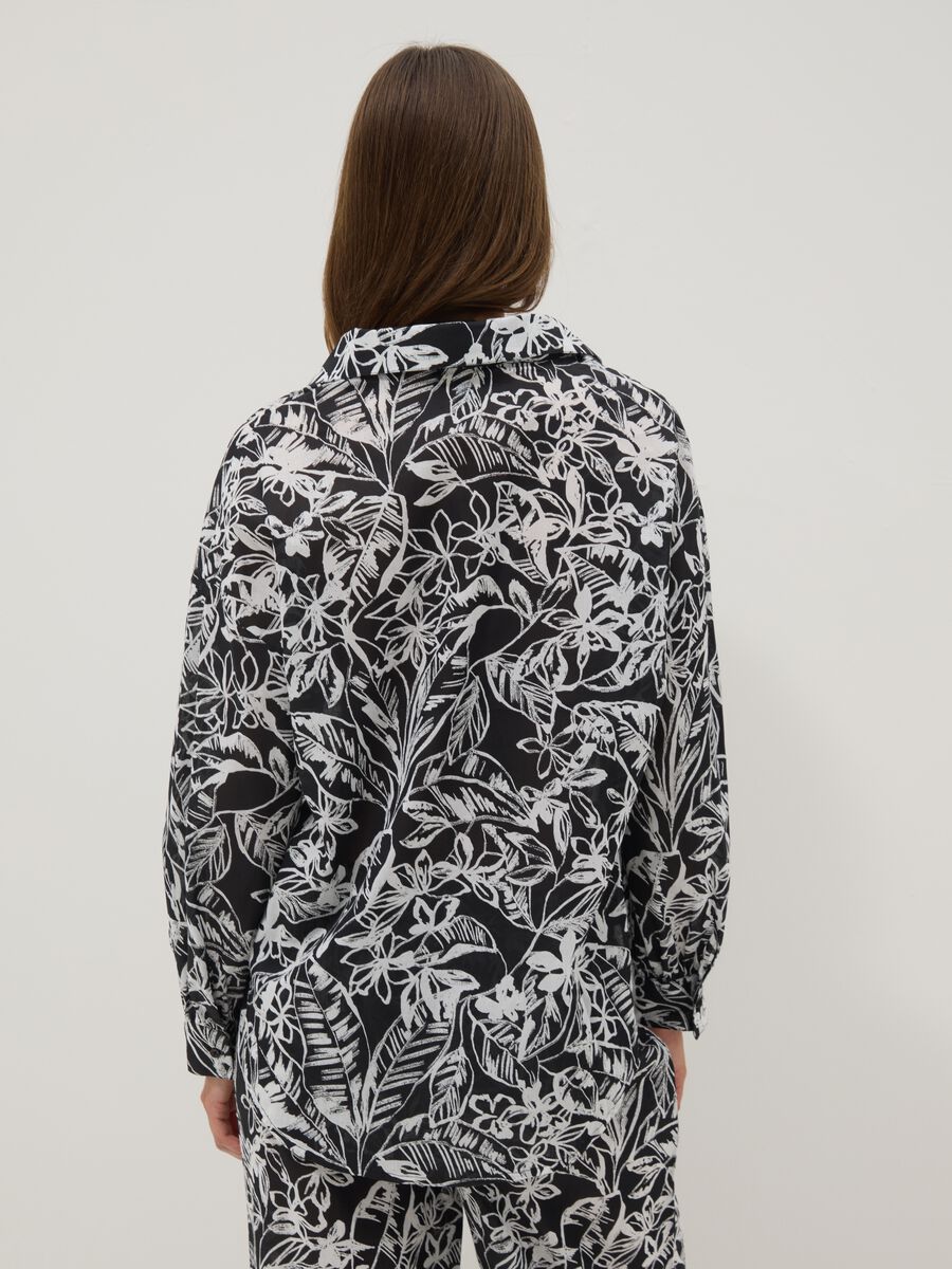 Pure cotton multicolour floral print V-neck shirt_3