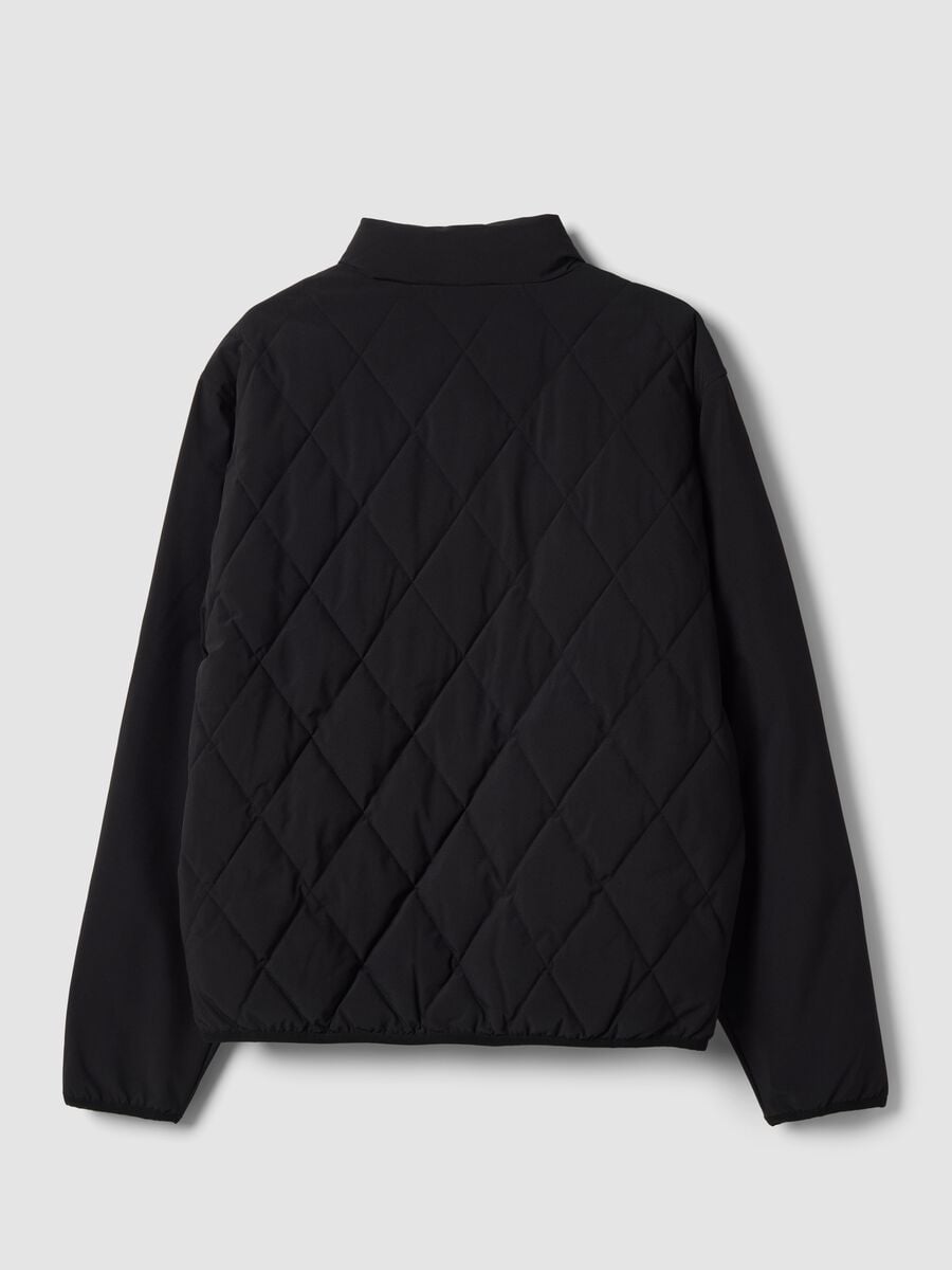 Giacca nera in tessuto elasticizzato con zip_2