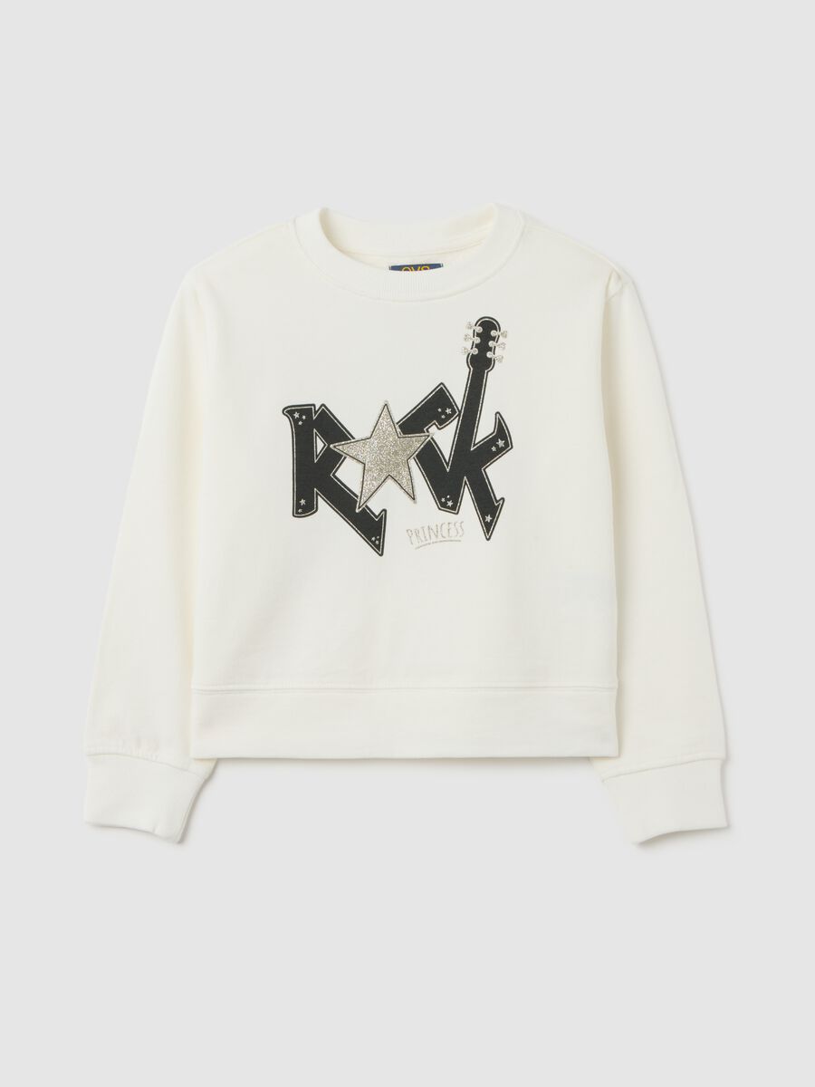 Felpa da bambina in puro cotone bianca regular fit_0