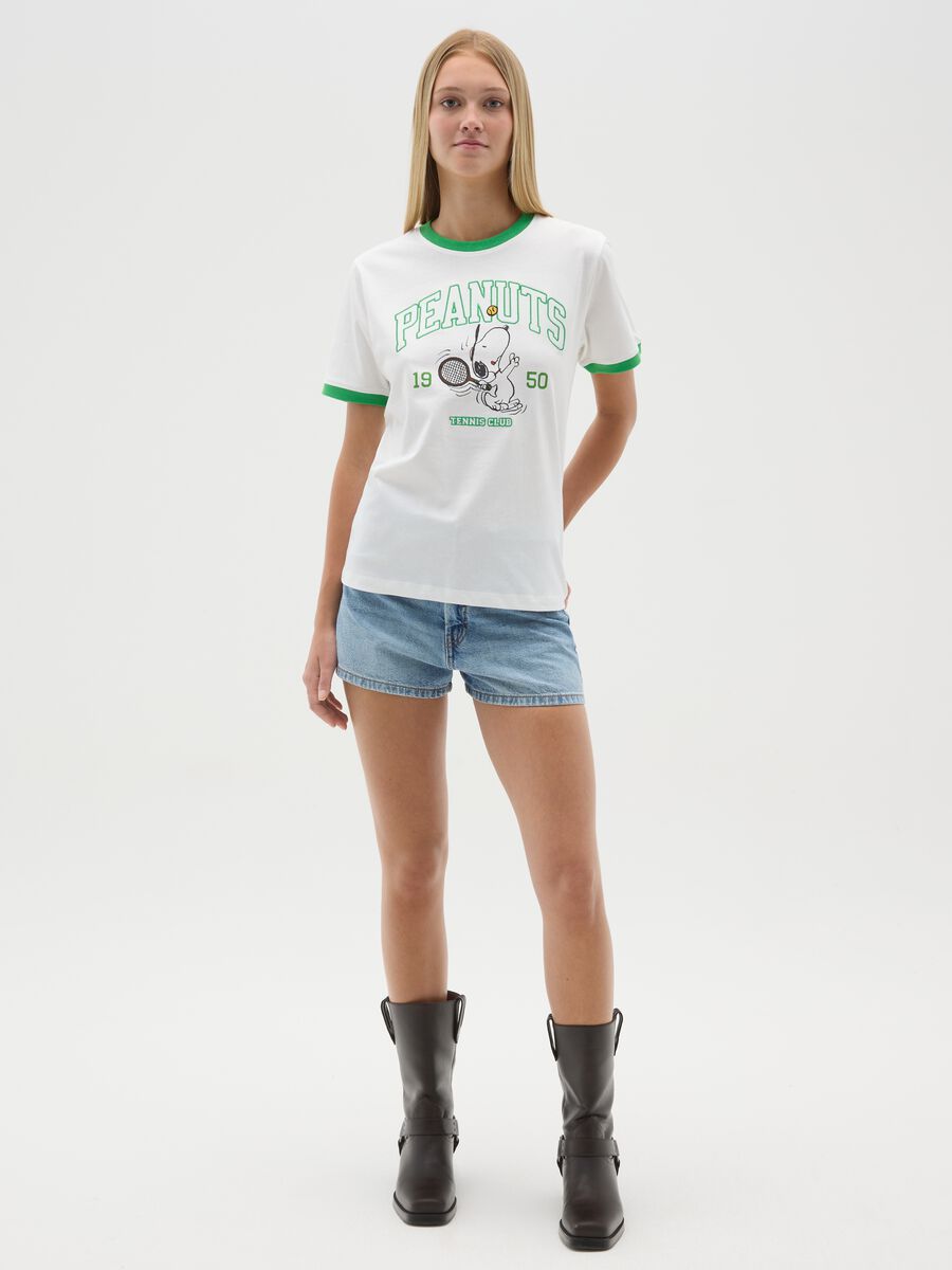 Women's multicolour pure cotton regular fit T-shirt with Snoopy print_1