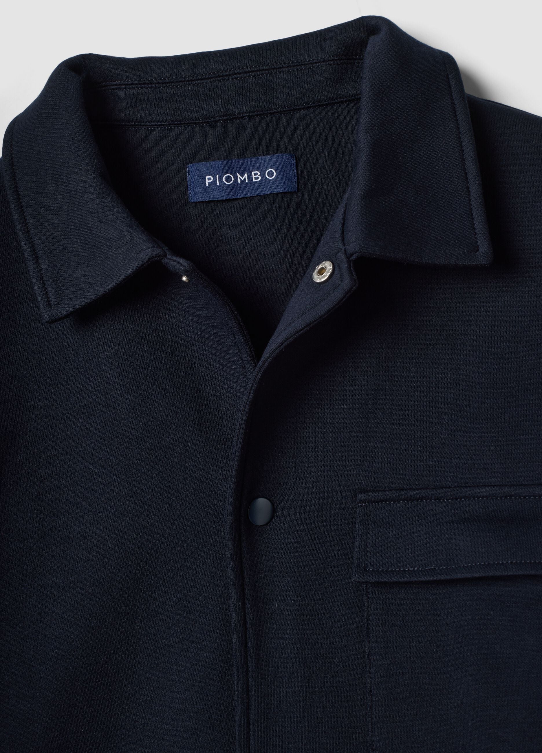 Breathable blue cotton-blend sweatshirt with regular-fit collar