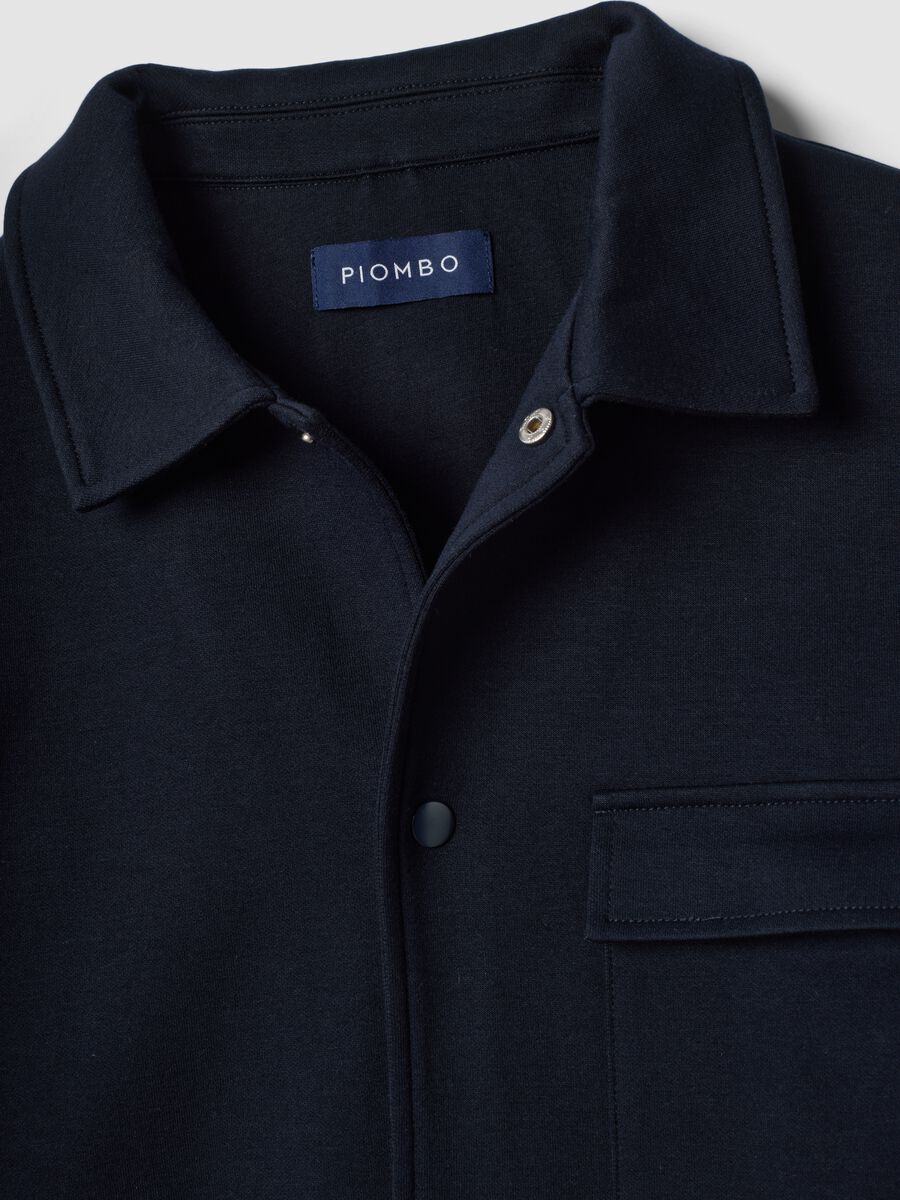 Felpa traspirante blu in misto cotone con colletto regular fit_1