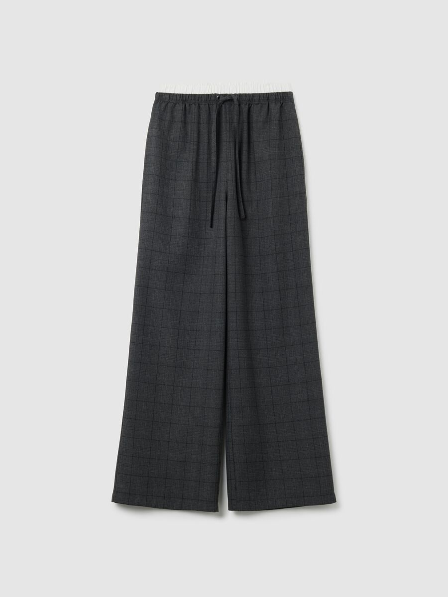 Pantaloni multicolor a quadri wide leg_4