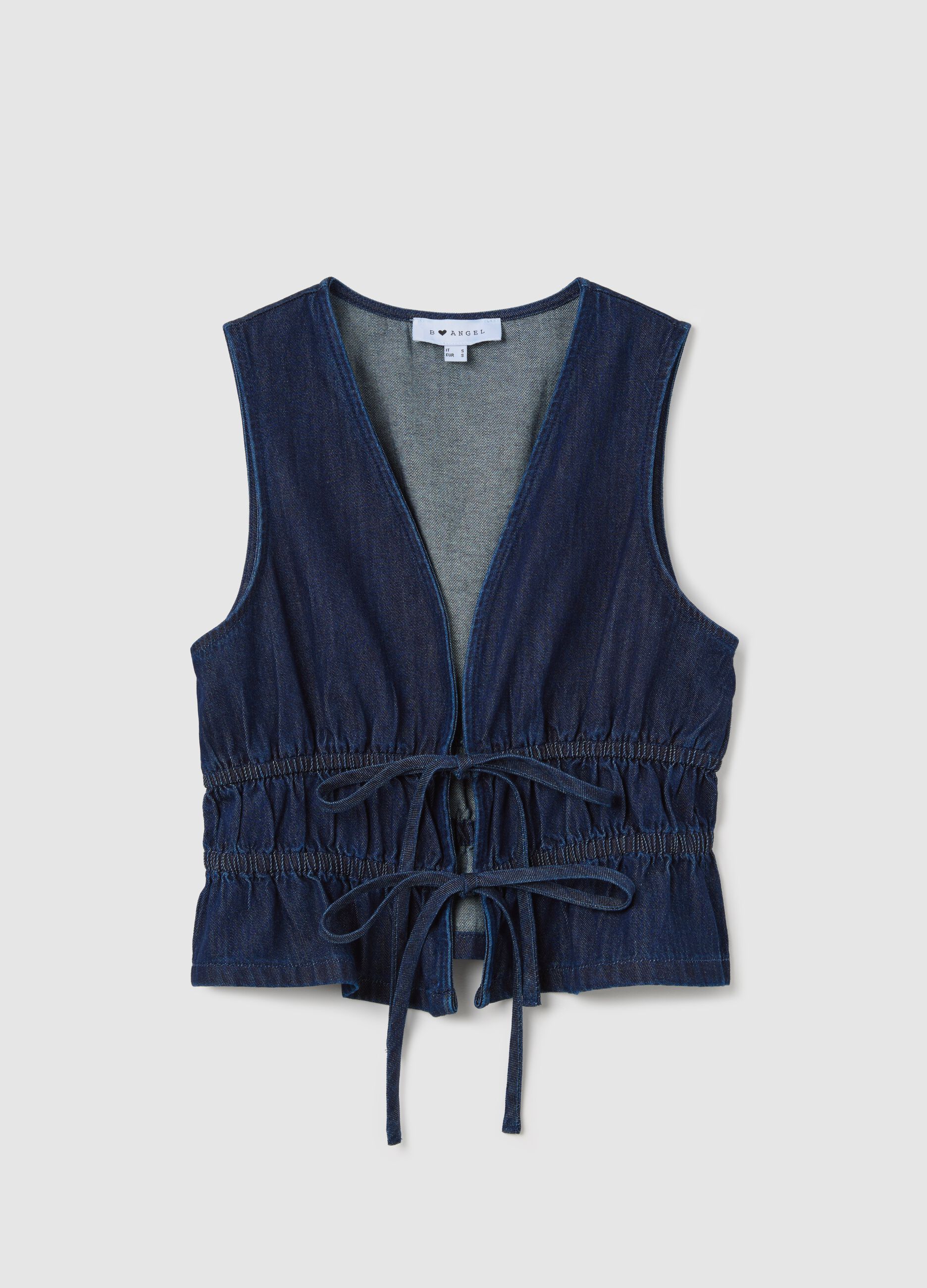 Top in denim con laccetti