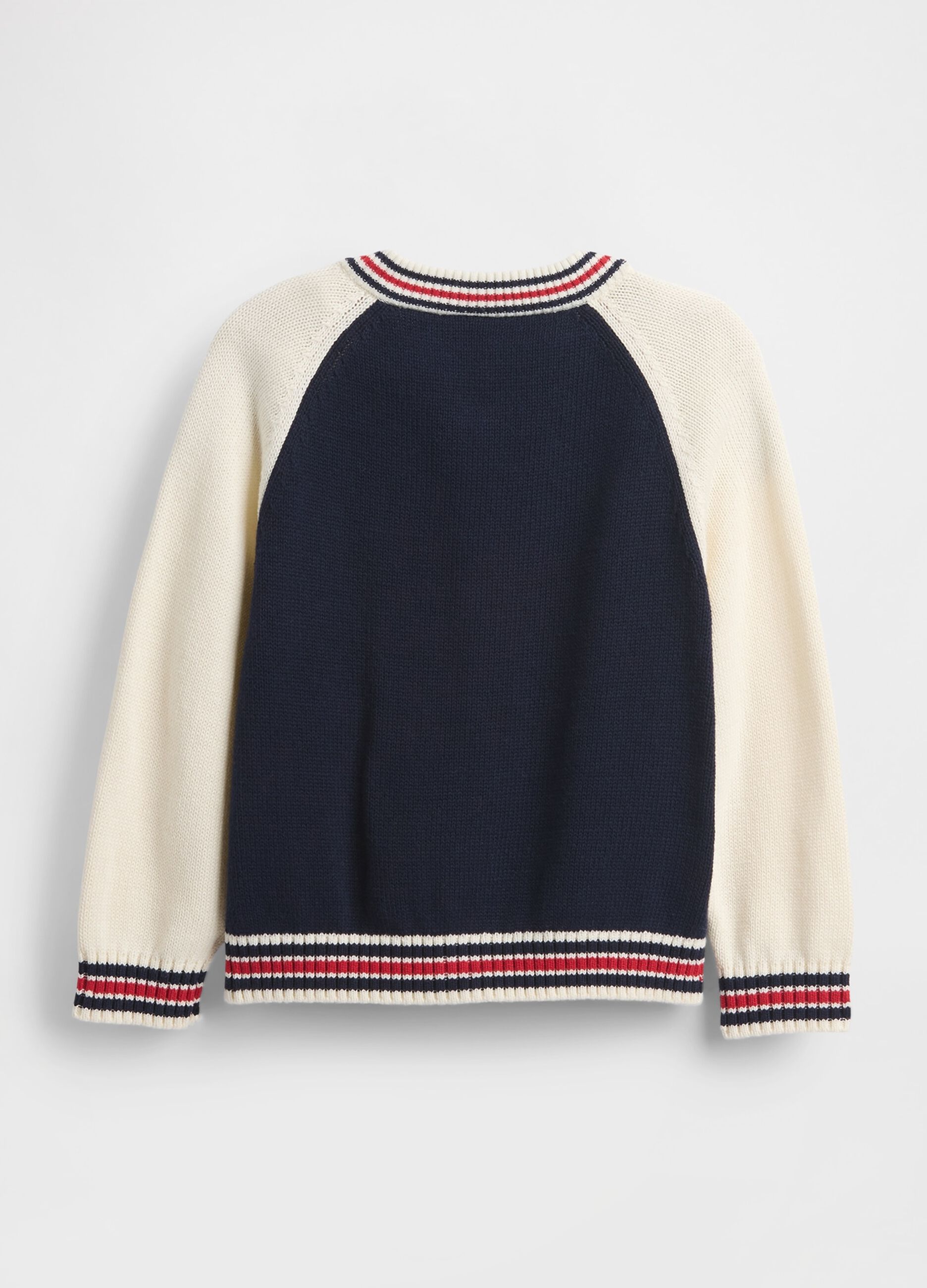 Blue and white cotton cardigan