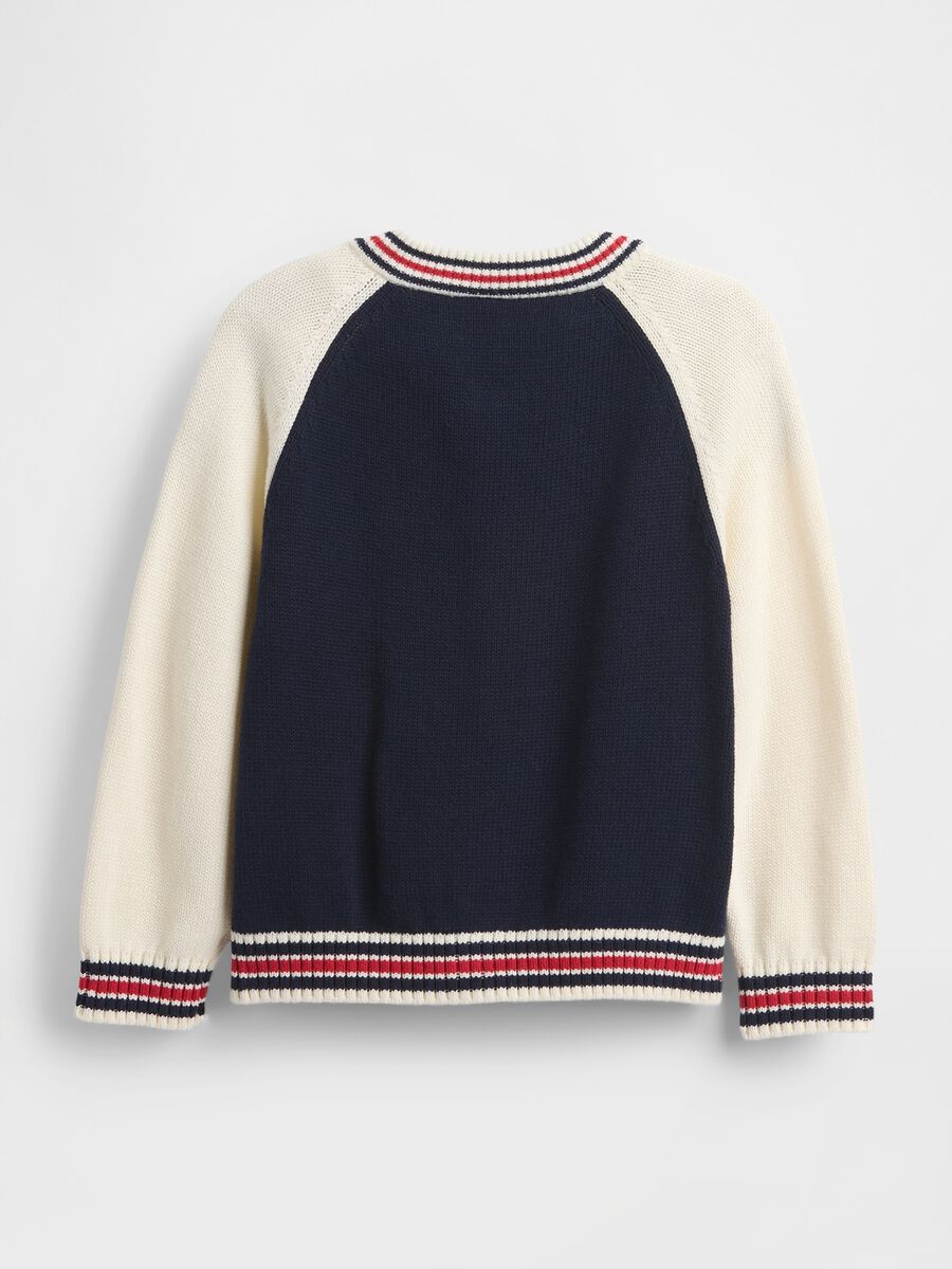 Blue and white cotton cardigan_1
