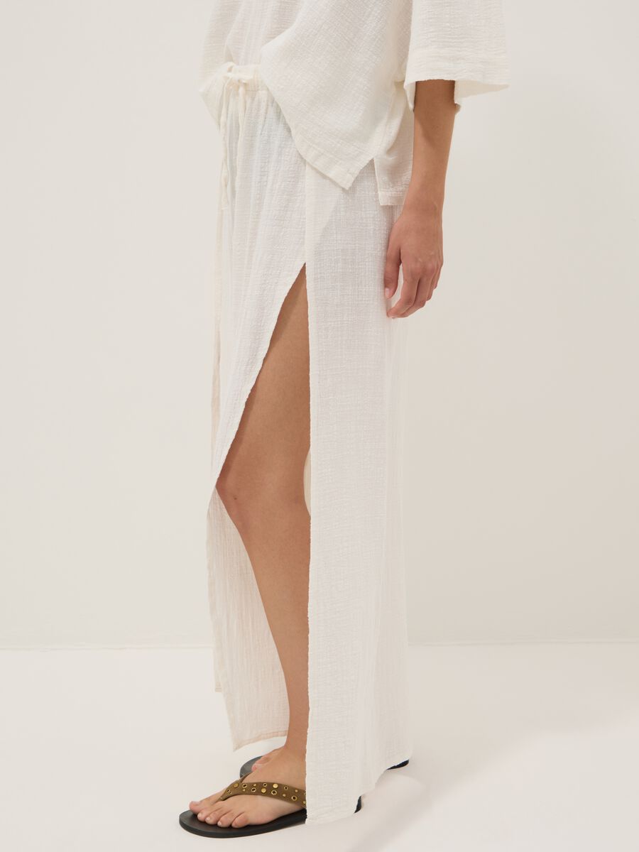 White pure cotton beach trousers_3