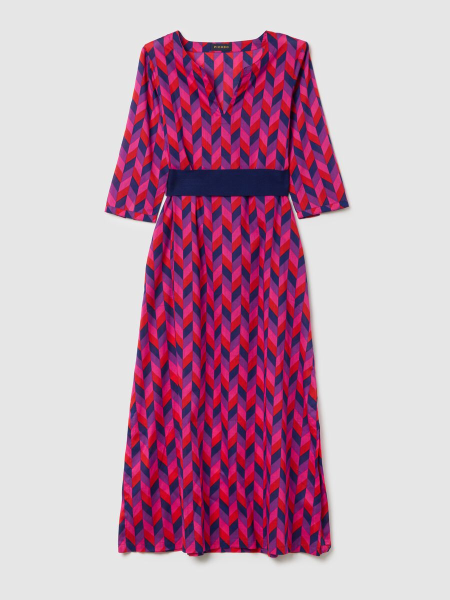 Women's Long Dress in Pure Cotton Multicolour Regular Fit_0
