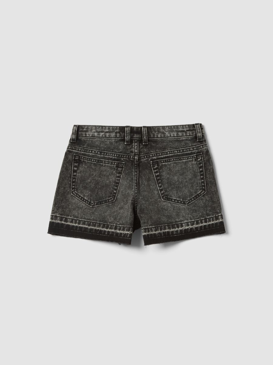 Girls&rsquo; grey pure cotton denim shorts, straight fit_4
