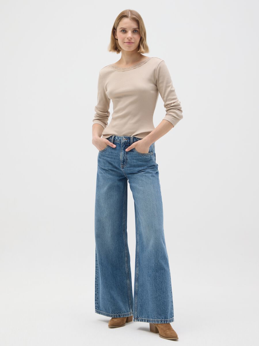 Beige pure cotton regular fit jumper_1