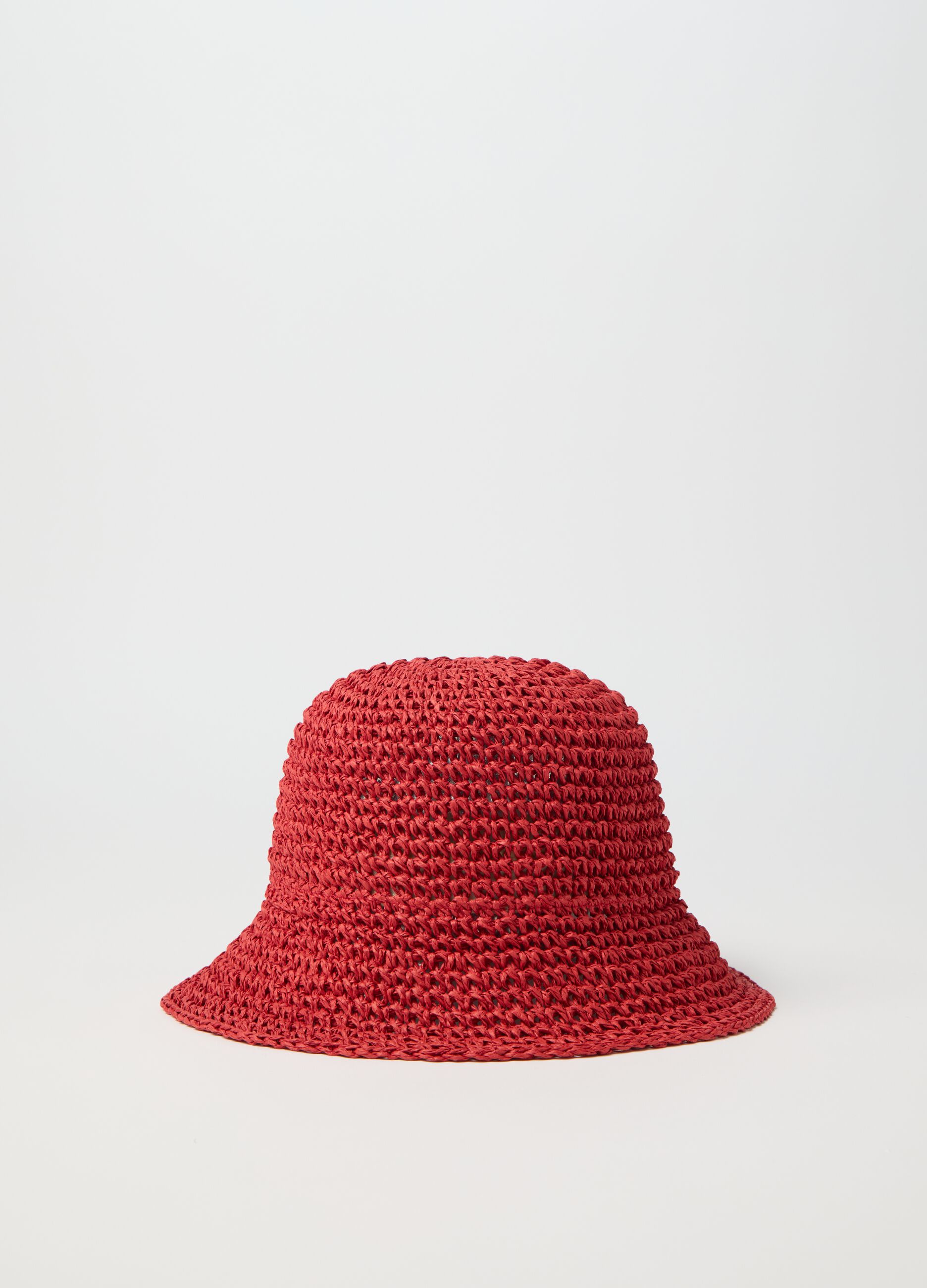 Red knitted cloche hat