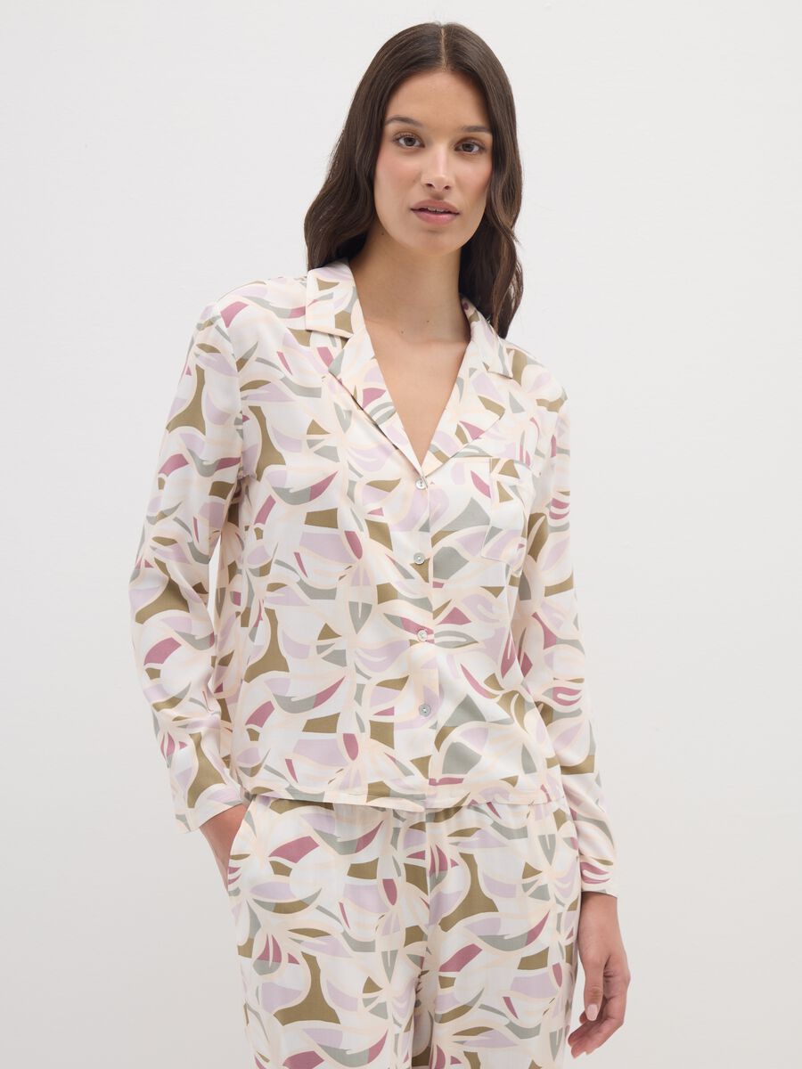 Camicia da pigiama in viscosa multicolor regular fit_0