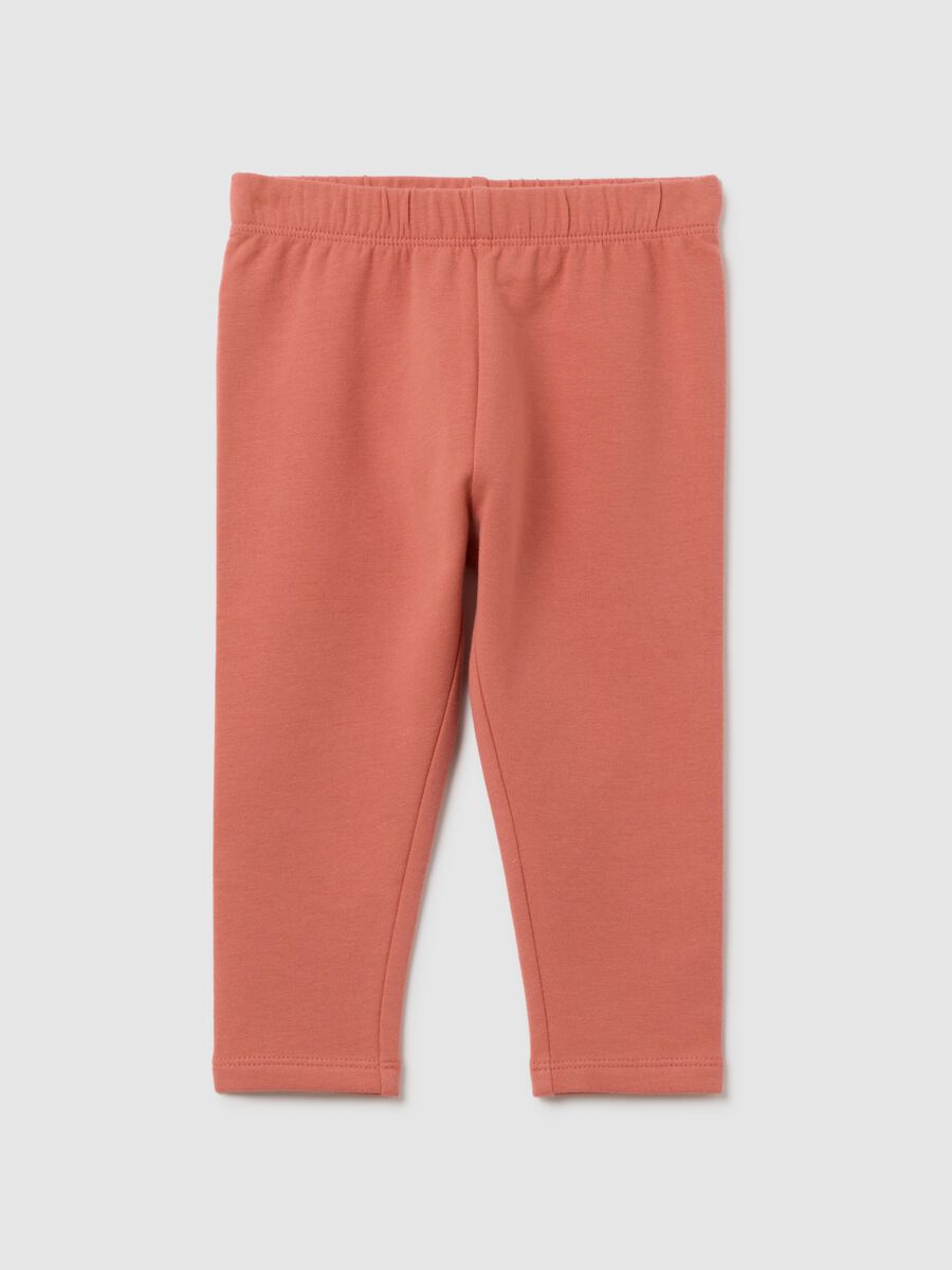 Leggings da bambina in cotone elasticizzato rosa slim fit_0