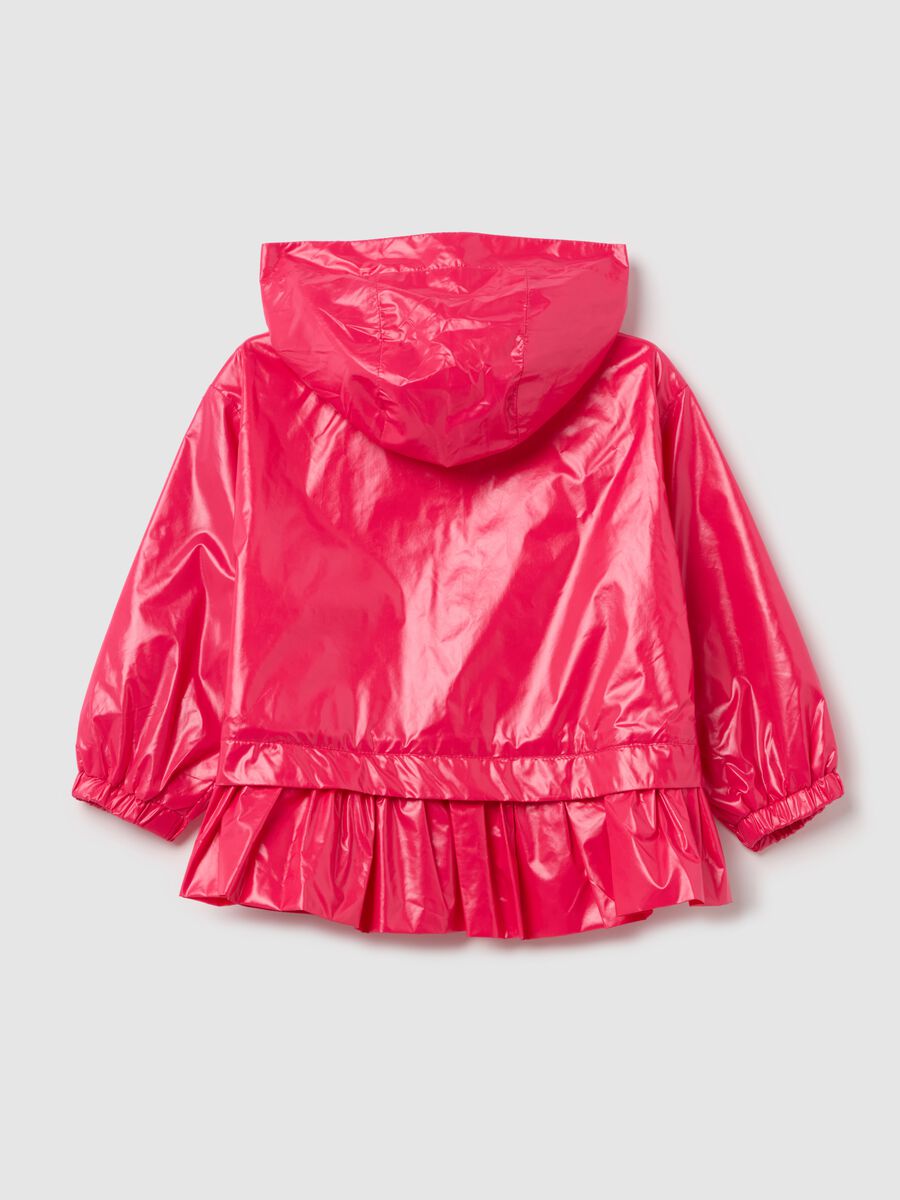 Waterproof jacket with hood and flounce_1