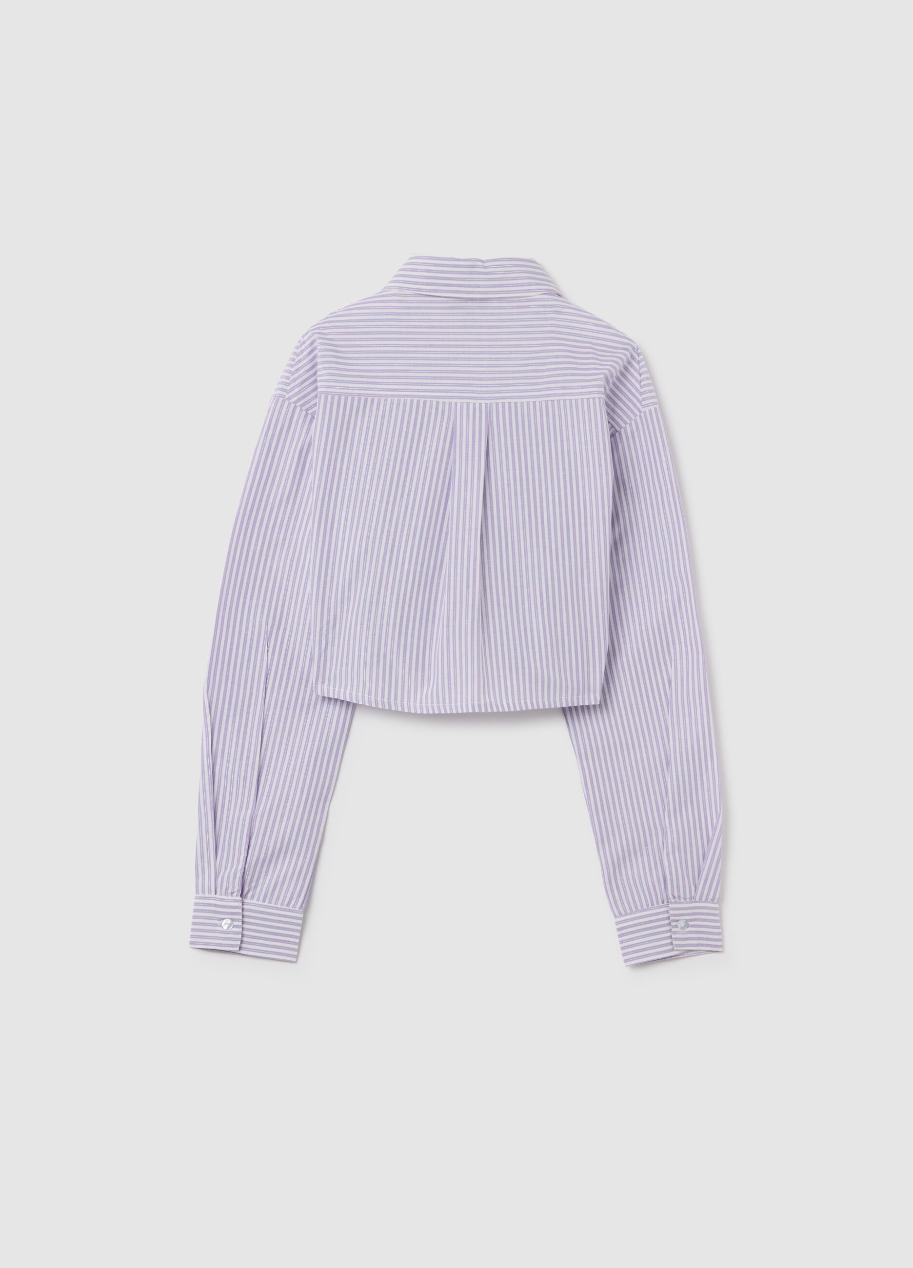 Girls’ cropped shirt in multicoloured cotton with regular fit