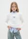 Girls' white sweater fitted with perforated heart_0