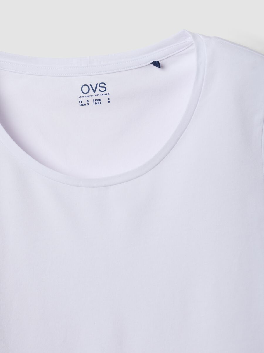 White stretch cotton crew-neck T-shirt, regular fit_5