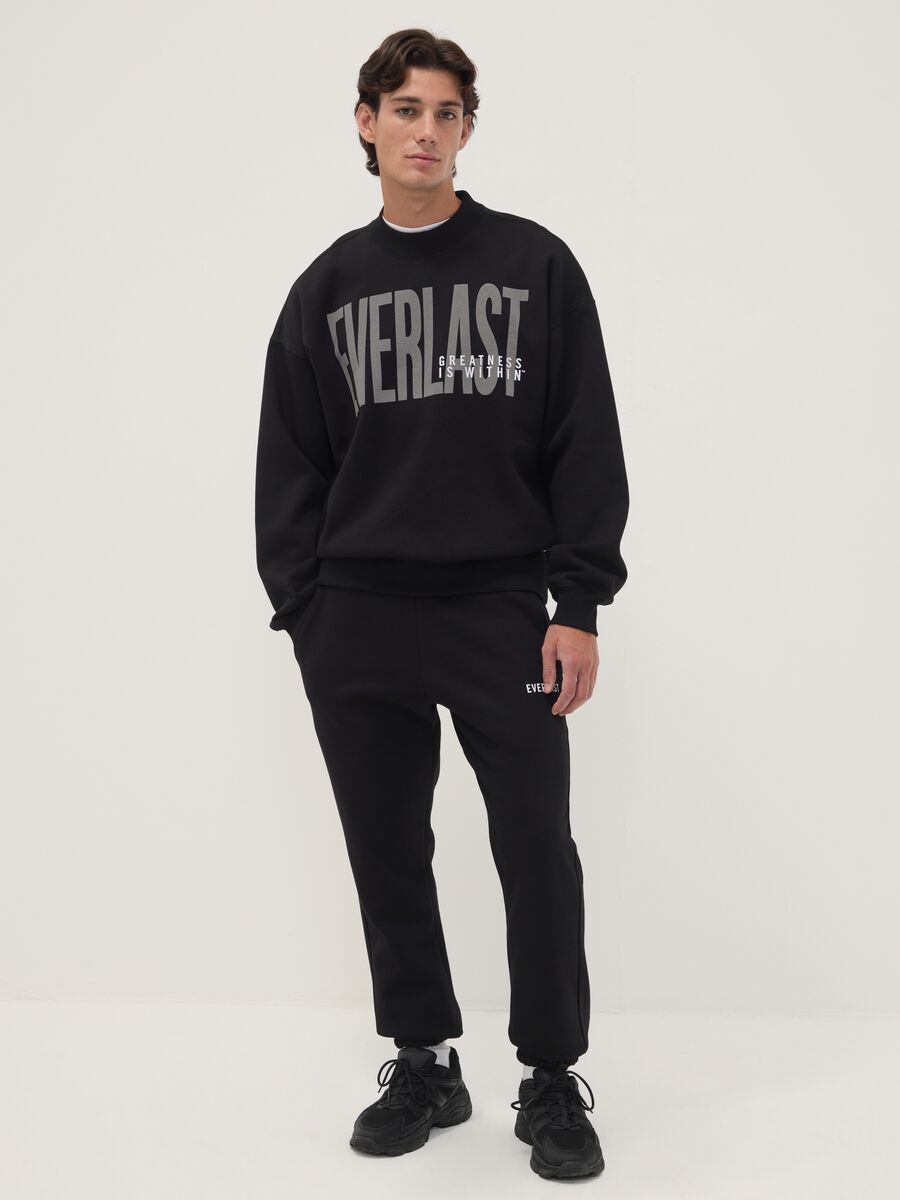 Black cotton-blend sweatshirt with front logo_1