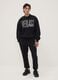Black cotton-blend sweatshirt with front logo_1