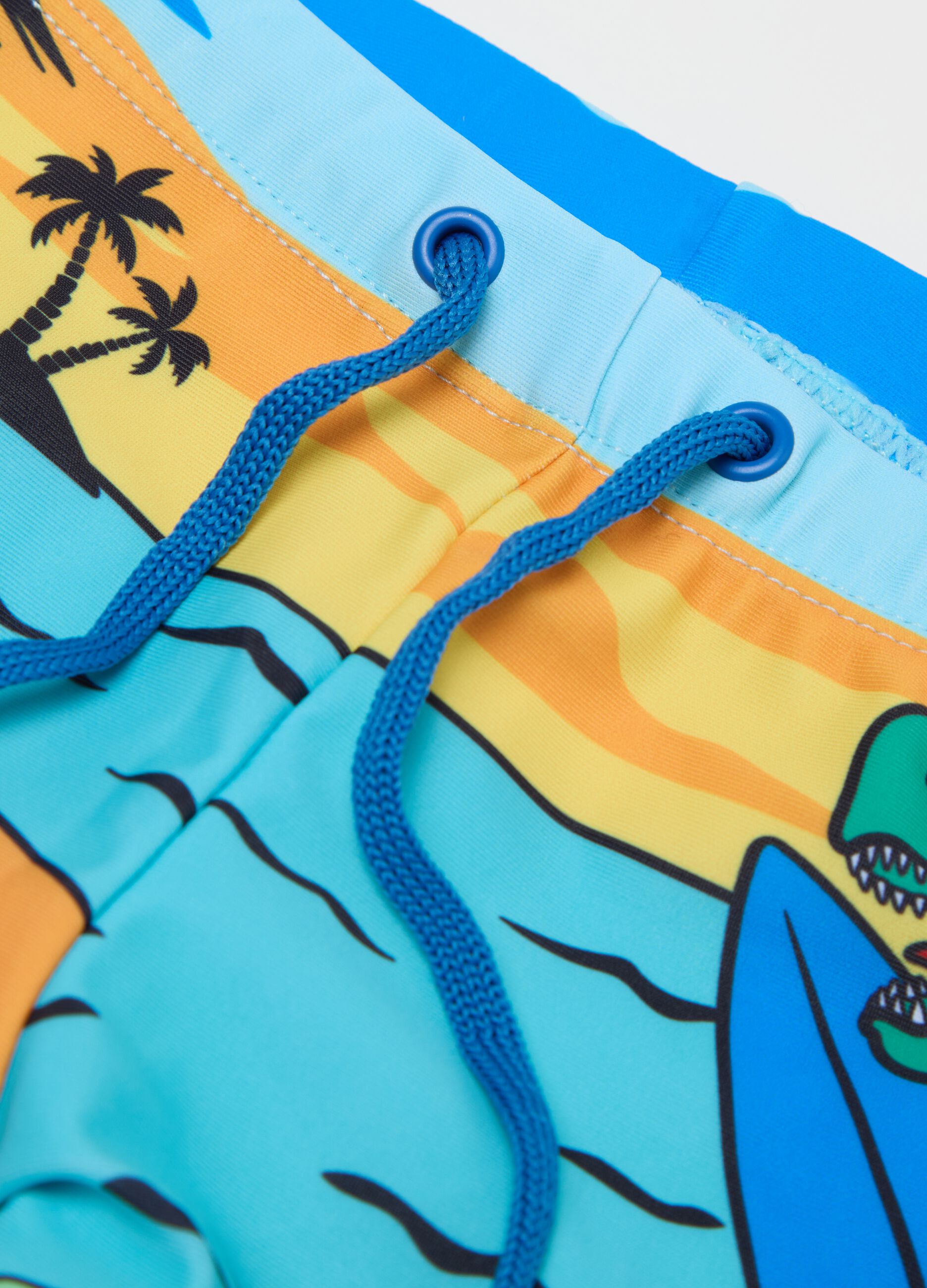 Multicolour stretch fabric boys' boxers with Surfer Dino print