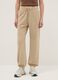 Beige cotton blend regular fit jogger trousers_1