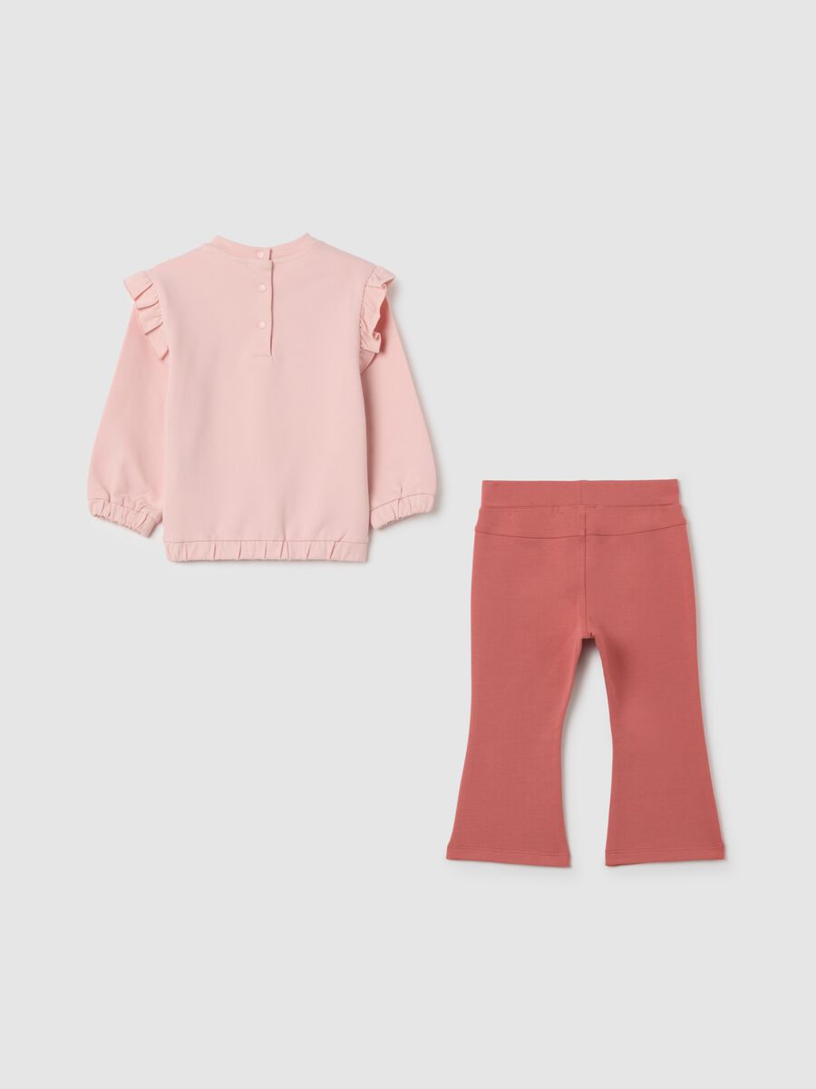 Completo da bambina in cotone elasticizzato rosa_1