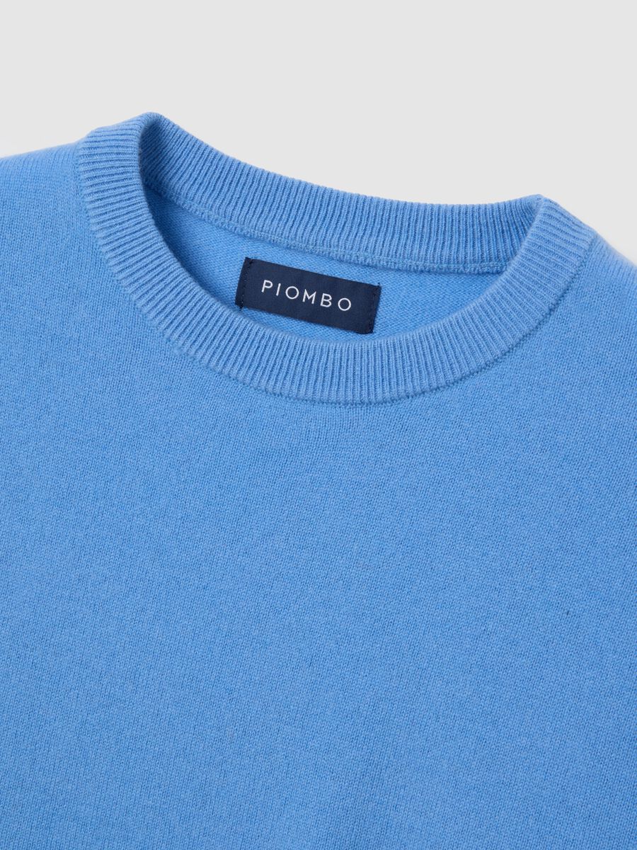 Blue regular fit pure wool sweater_1
