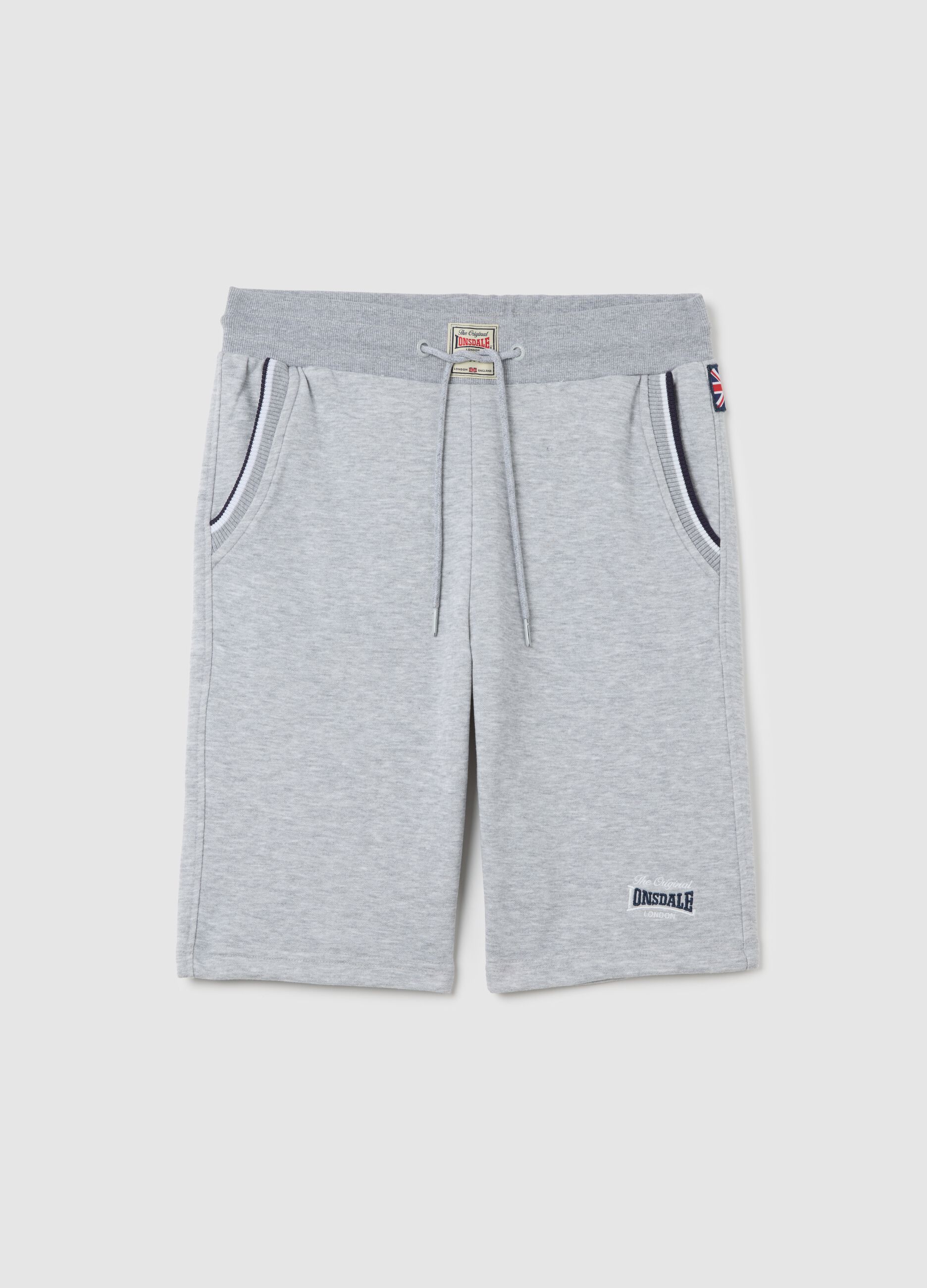 Grey cotton blend sports shorts