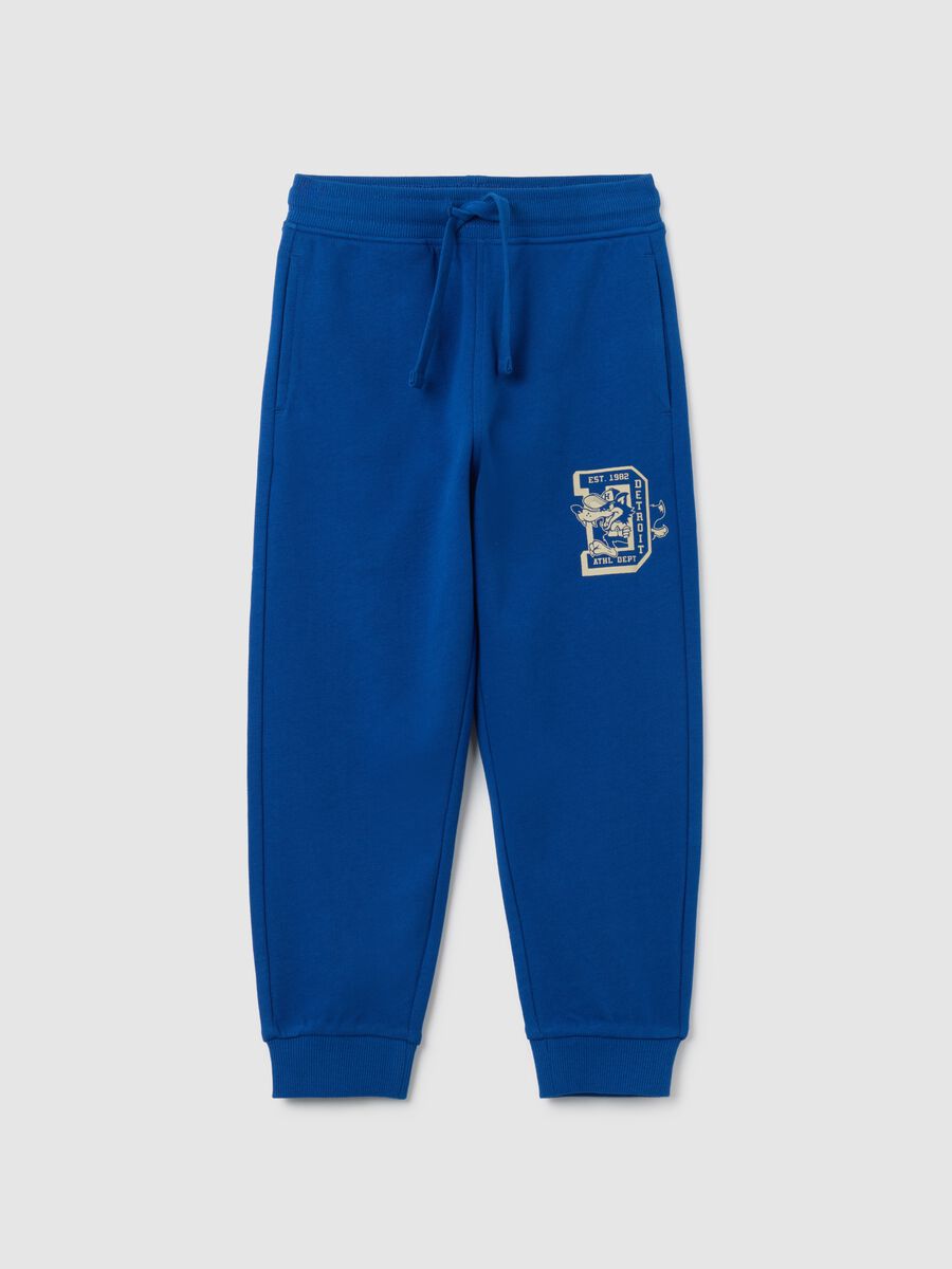 Children's blue jogger trousers in pure cotton regular fit_0