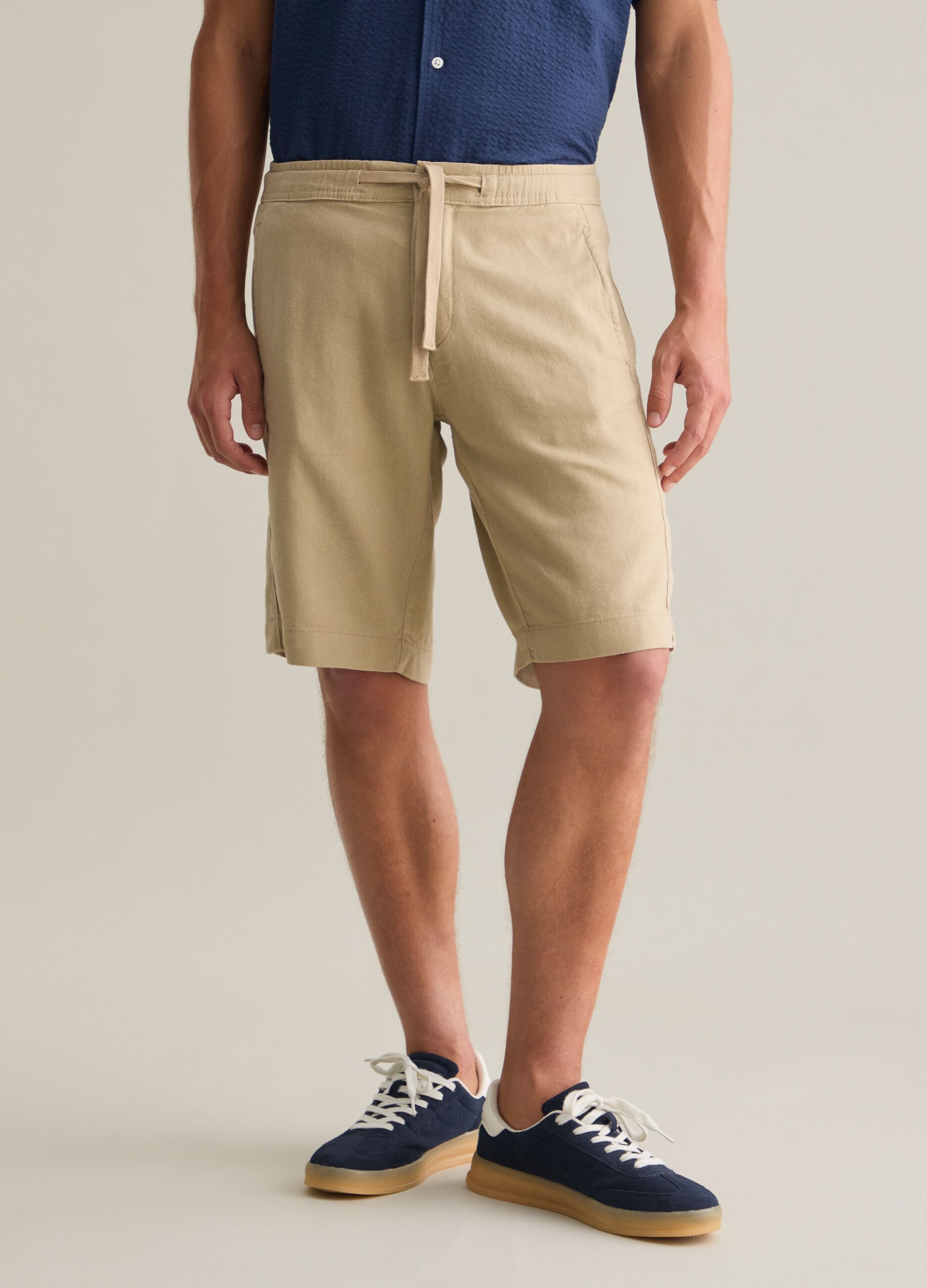 Men's beige cotton blend shorts regular fit