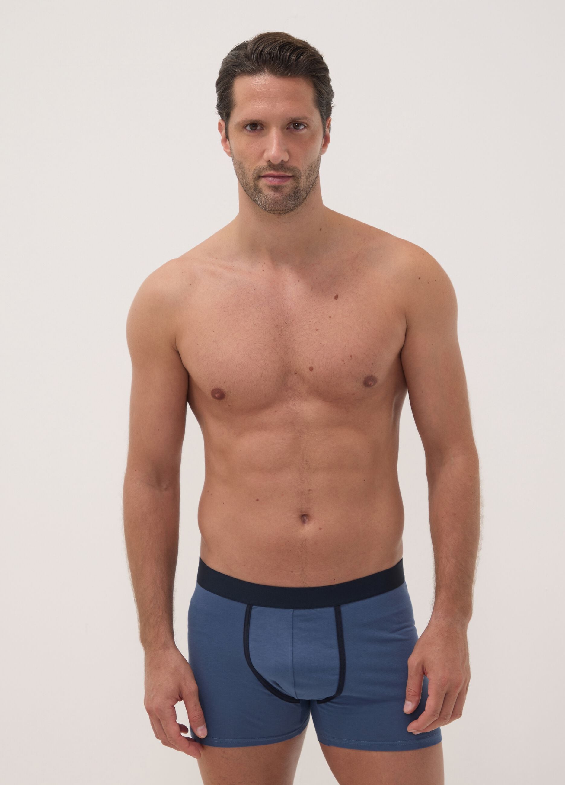 3-pack of blue stretch organic cotton boxer shorts