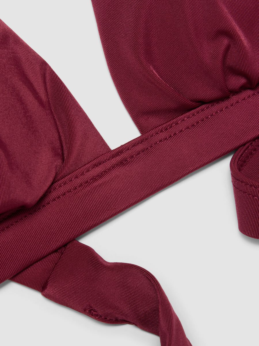 Top bikini a triangolo in tessuto elasticizzato rosso con fiocco_1