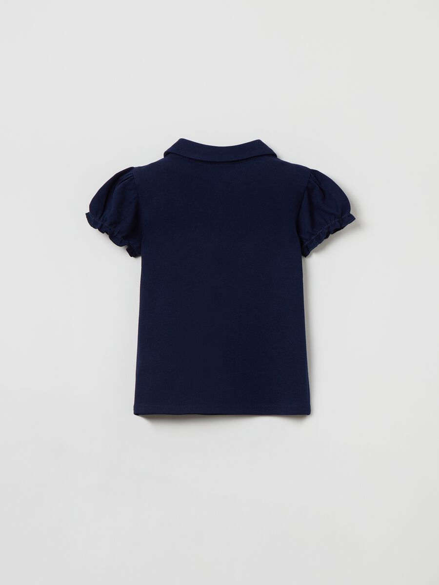 Pique polo shirt with puff sleeves_1