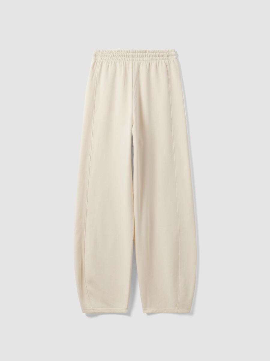 White cotton-blend barrel-fit joggers_2