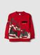 Red cotton-blend crew-neck sweatshirt with Mickey & Friends print_0