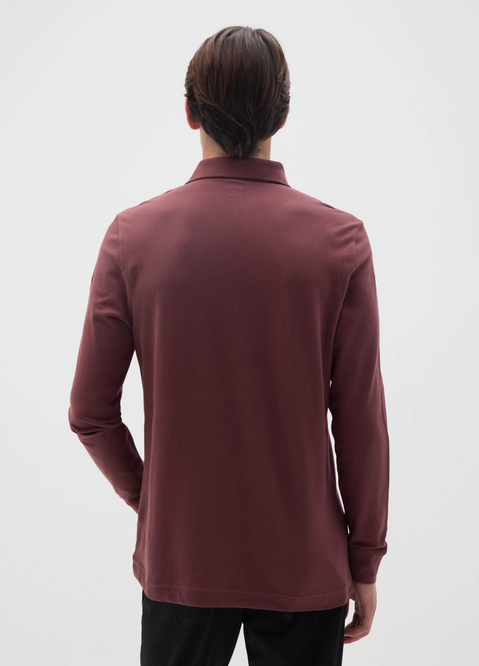 Brown regular fit stretch cotton polo