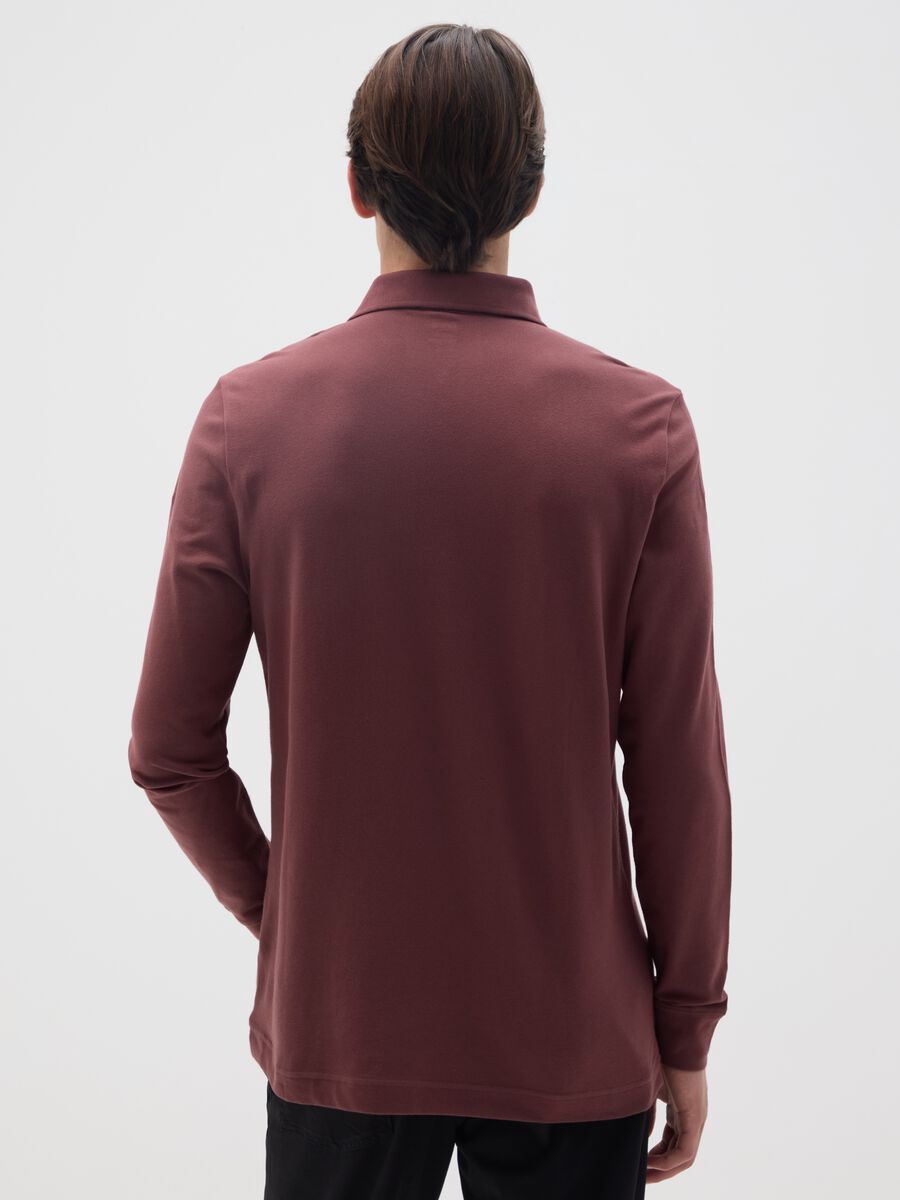 Polo in cotone elasticizzato marrone regular fit_2