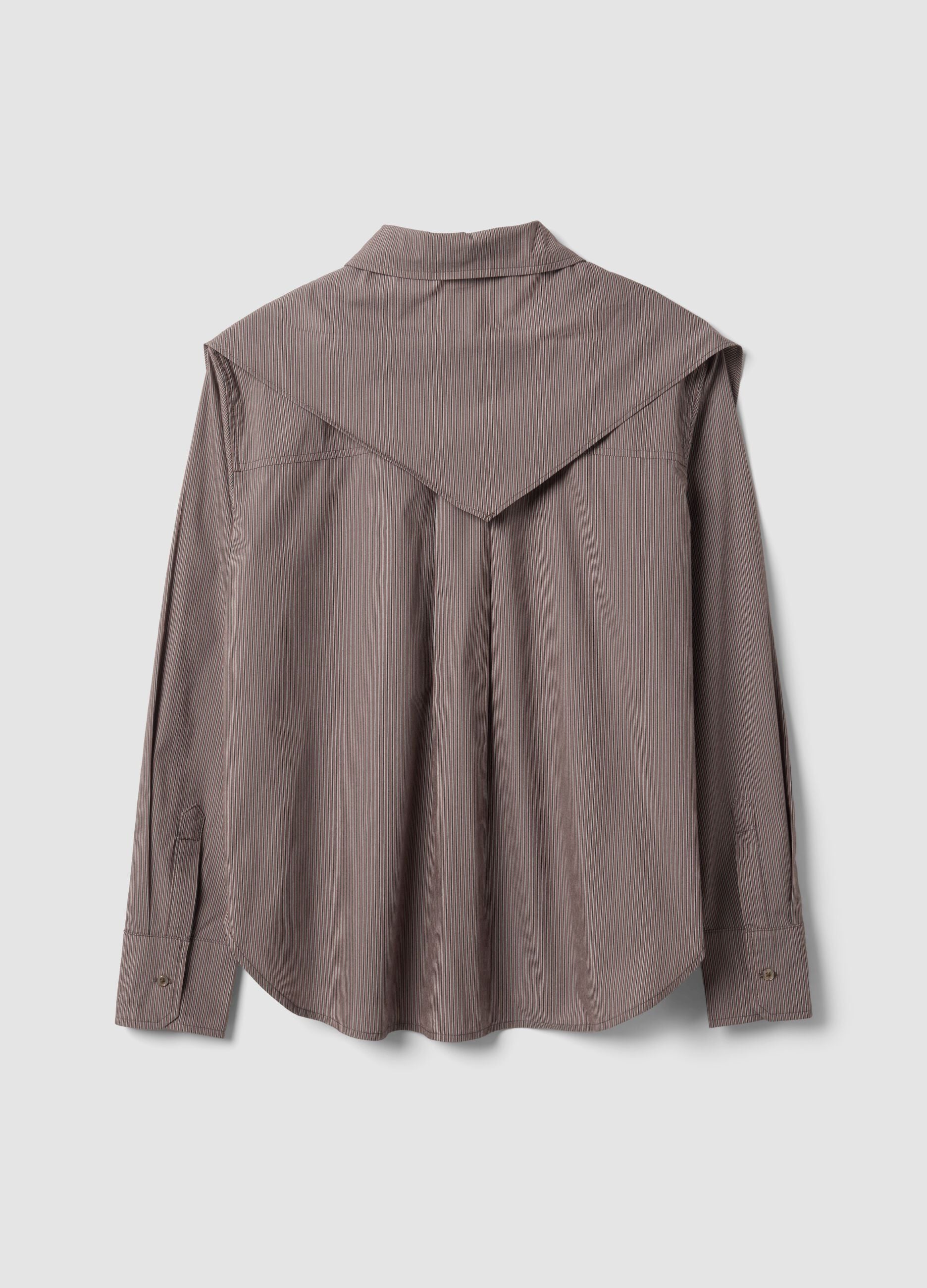 Multicolour stretch-cotton shirt with scarf collar